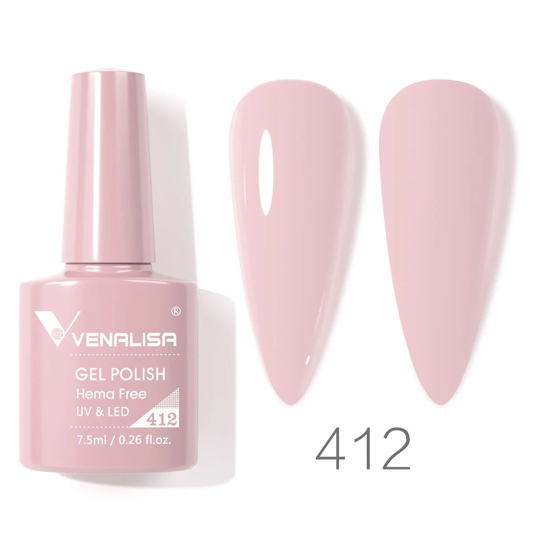 Esmalte de uñas en gel VENALISA VIP4 (7,5 ml): fórmula sin HEMA, acabado semipermanente, textura superior y larga duración; incluye capa superior (top coat) templada.
