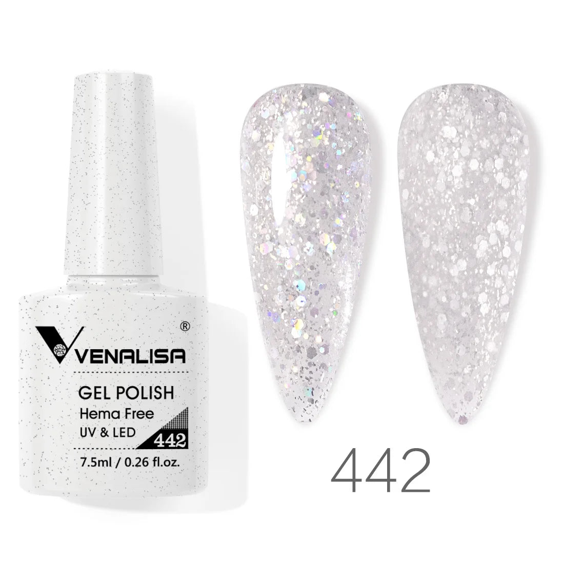 Esmalte de uñas en gel VENALISA VIP4 (7,5 ml): fórmula sin HEMA, acabado semipermanente, textura superior y larga duración; incluye capa superior (top coat) templada.