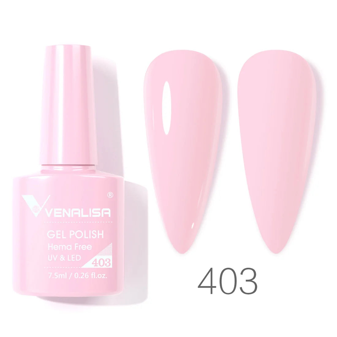 Esmalte de uñas en gel VENALISA VIP4 (7,5 ml): fórmula sin HEMA, acabado semipermanente, textura superior y larga duración; incluye capa superior (top coat) templada.
