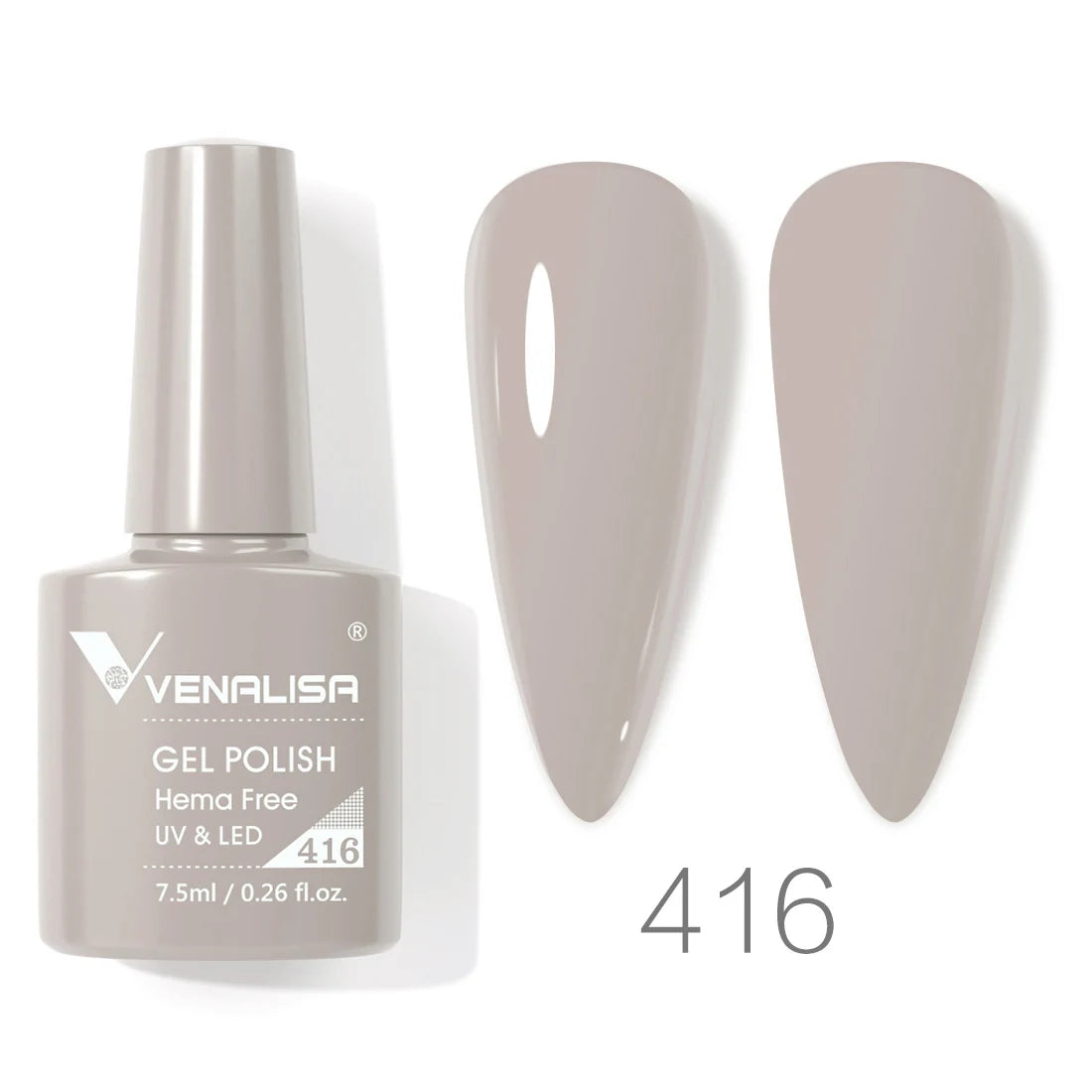 Esmalte de uñas en gel VENALISA VIP4 (7,5 ml): fórmula sin HEMA, acabado semipermanente, textura superior y larga duración; incluye capa superior (top coat) templada.