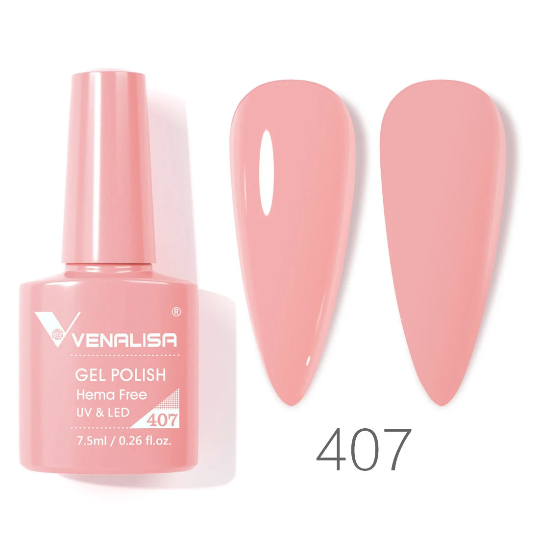 Esmalte de uñas en gel VENALISA VIP4 (7,5 ml): fórmula sin HEMA, acabado semipermanente, textura superior y larga duración; incluye capa superior (top coat) templada.