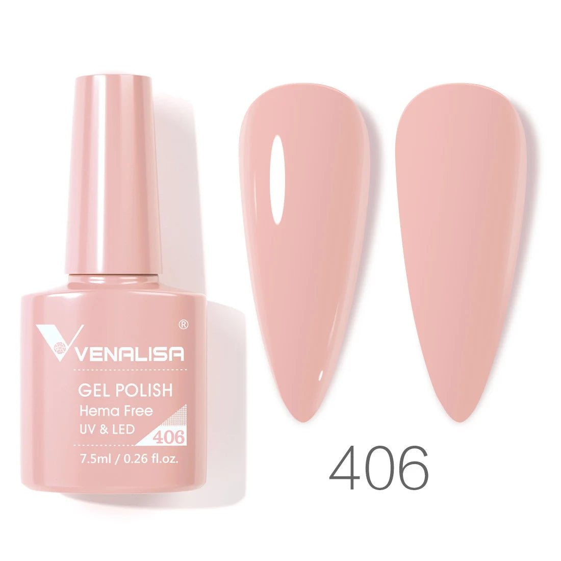 Esmalte de uñas en gel VENALISA VIP4 (7,5 ml): fórmula sin HEMA, acabado semipermanente, textura superior y larga duración; incluye capa superior (top coat) templada.
