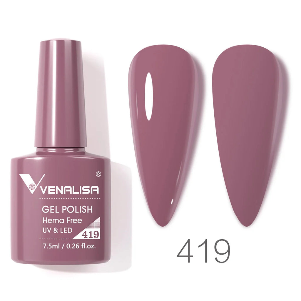 Esmalte de uñas en gel VENALISA VIP4 (7,5 ml): fórmula sin HEMA, acabado semipermanente, textura superior y larga duración; incluye capa superior (top coat) templada.