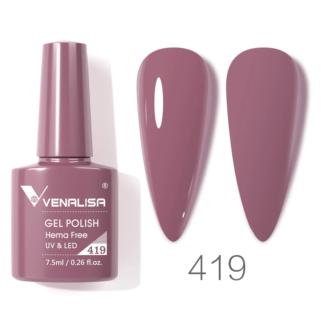 Esmalte de uñas en gel VENALISA VIP4 (7,5 ml): fórmula sin HEMA, acabado semipermanente, textura superior y larga duración; incluye capa superior (top coat) templada.