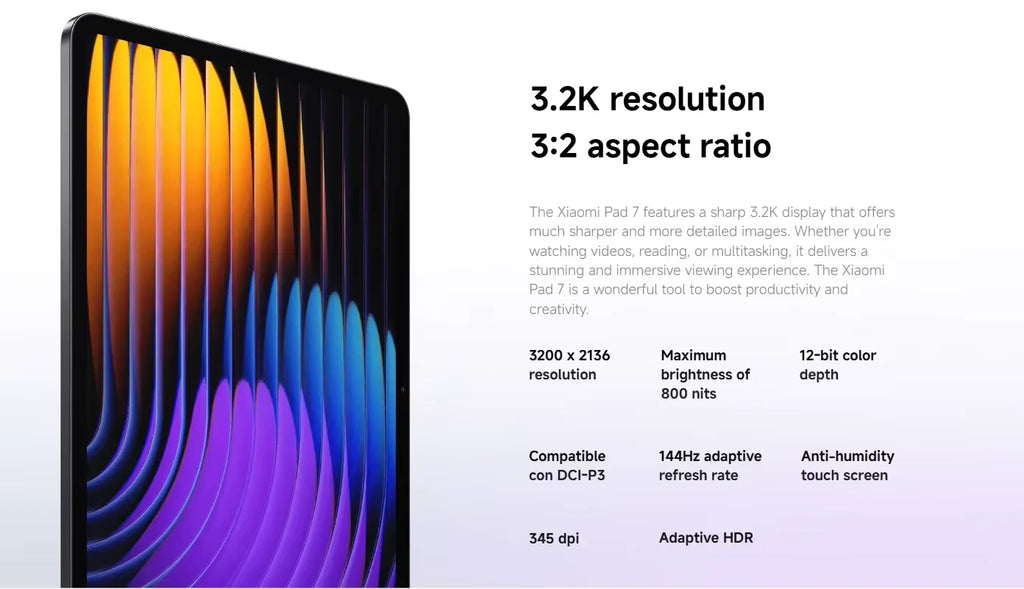 Tablet Xiaomi Pad 7 de 11,2", 144 Hz, Wi-Fi 6E, 8 GB/256 GB o 12 GB/256 GB, 8850 mAh