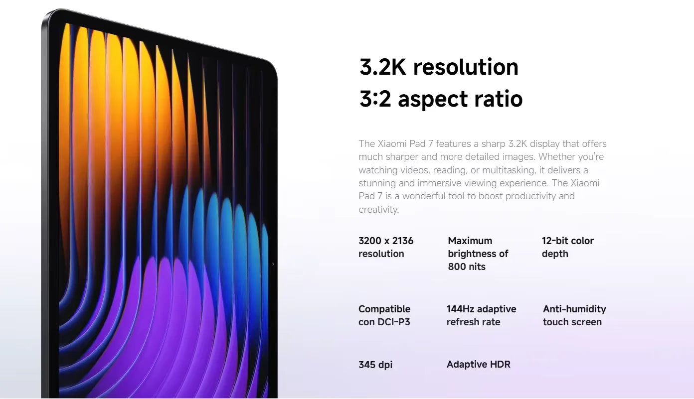 Tablet Xiaomi Pad 7 de 11,2", 144 Hz, Wi-Fi 6E, 8 GB/256 GB o 12 GB/256 GB, 8850 mAh