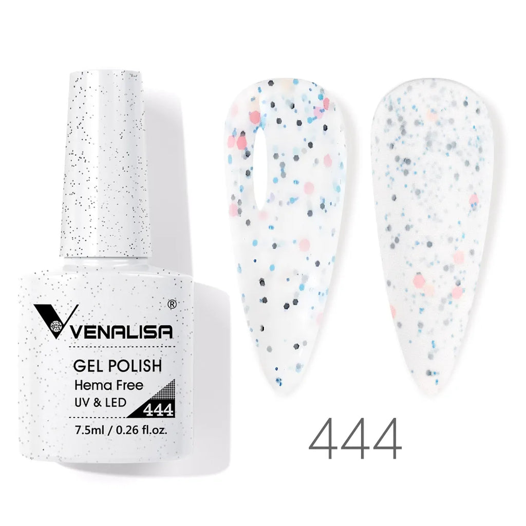 Esmalte de uñas en gel VENALISA VIP4 (7,5 ml): fórmula sin HEMA, acabado semipermanente, textura superior y larga duración; incluye capa superior (top coat) templada.