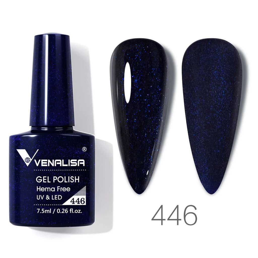 Esmalte de uñas en gel VENALISA VIP4 (7,5 ml): fórmula sin HEMA, acabado semipermanente, textura superior y larga duración; incluye capa superior (top coat) templada.