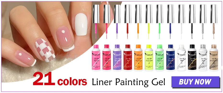 Esmalte de uñas en gel VENALISA VIP4 (7,5 ml): fórmula sin HEMA, acabado semipermanente, textura superior y larga duración; incluye capa superior (top coat) templada.