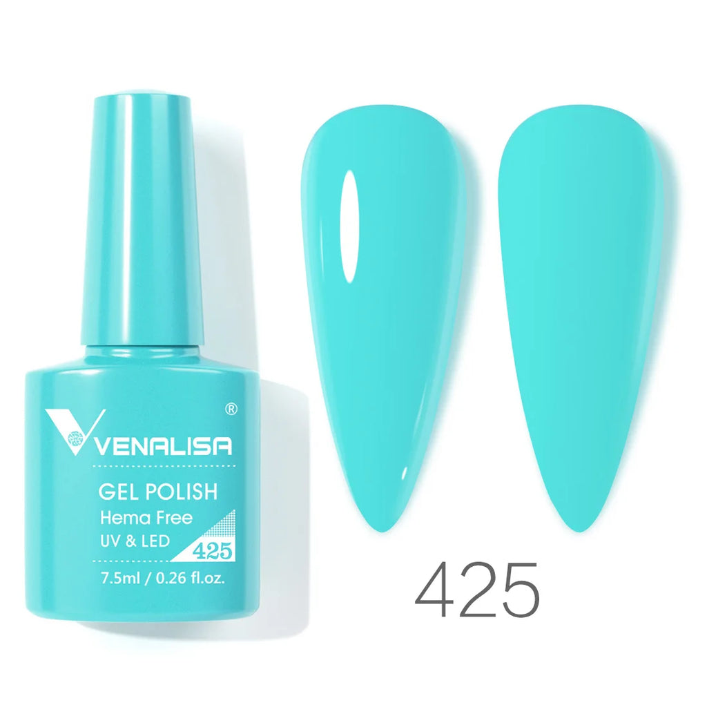 Esmalte de uñas en gel VENALISA VIP4 (7,5 ml): fórmula sin HEMA, acabado semipermanente, textura superior y larga duración; incluye capa superior (top coat) templada.