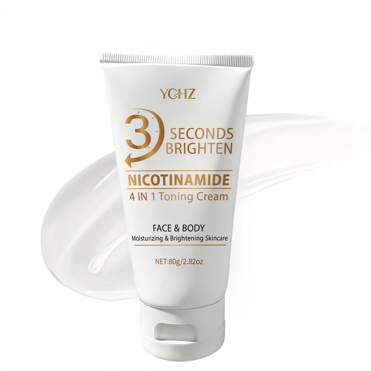 Crema 4 en 1 para unificar el tono de la piel en 3 segundos; ilumina e hidrata. Ofrece hidratación profunda, es refrescante y no pegajosa. Contiene niacinamida y vitaminas C y E. Crema de cuidado facial en tono beige claro.