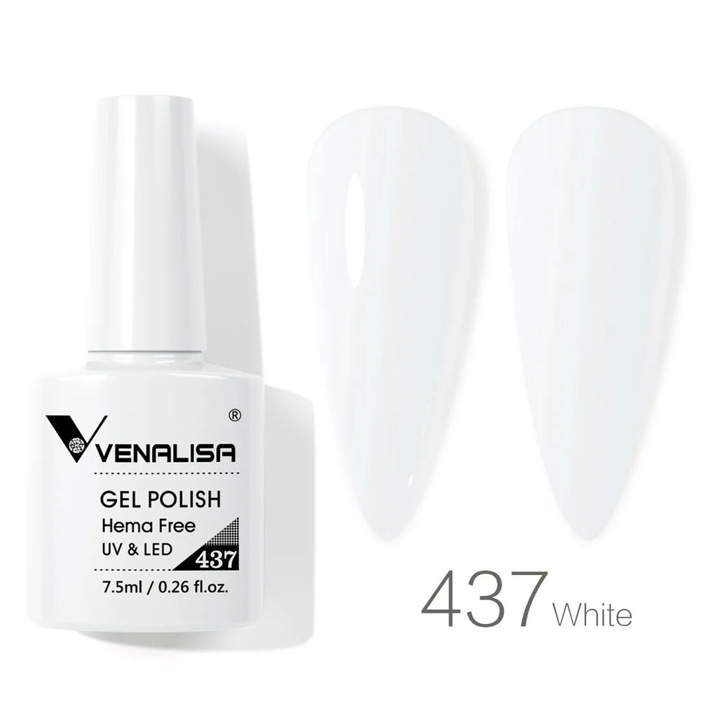 Esmalte de uñas en gel VENALISA VIP4 (7,5 ml): fórmula sin HEMA, acabado semipermanente, textura superior y larga duración; incluye capa superior (top coat) templada.