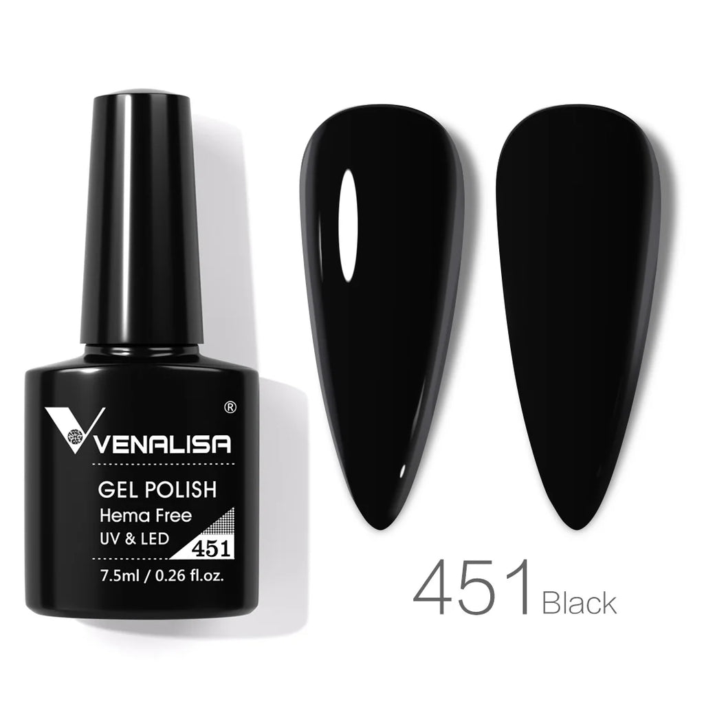 Esmalte de uñas en gel VENALISA VIP4 (7,5 ml): fórmula sin HEMA, acabado semipermanente, textura superior y larga duración; incluye capa superior (top coat) templada.