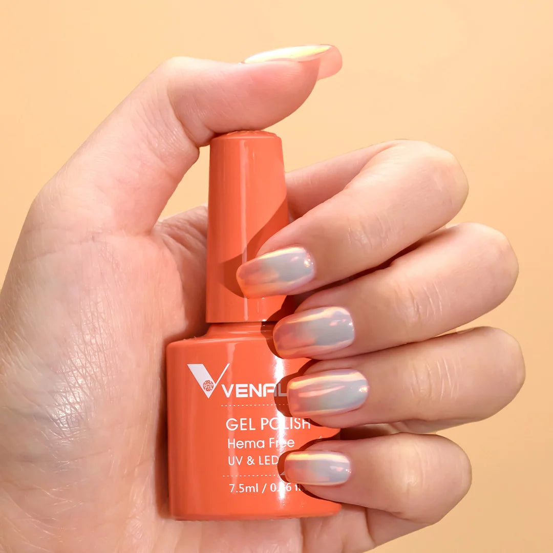 Esmalte de uñas en gel VENALISA VIP4 (7,5 ml): fórmula sin HEMA, acabado semipermanente, textura superior y larga duración; incluye capa superior (top coat) templada.