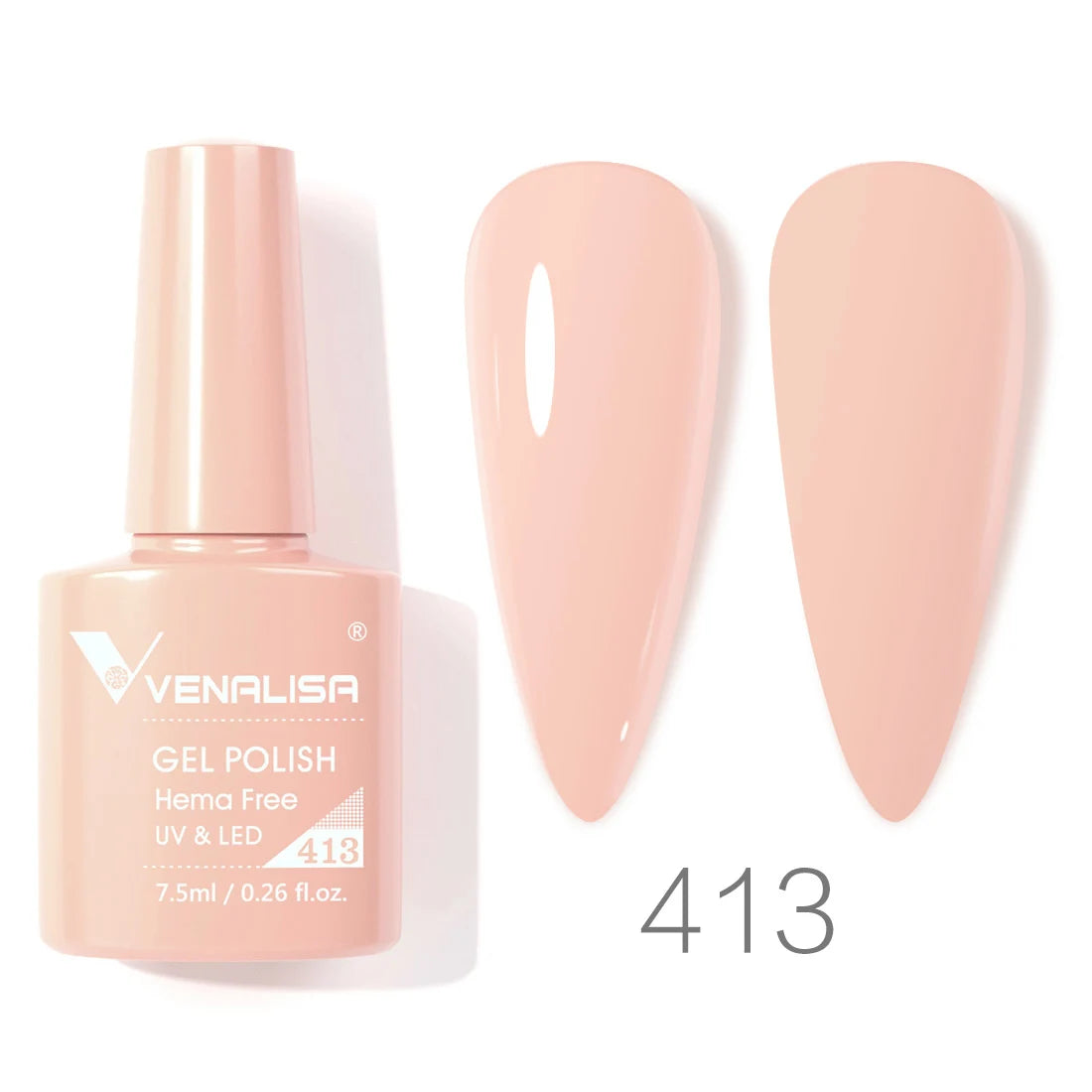 Esmalte de uñas en gel VENALISA VIP4 (7,5 ml): fórmula sin HEMA, acabado semipermanente, textura superior y larga duración; incluye capa superior (top coat) templada.