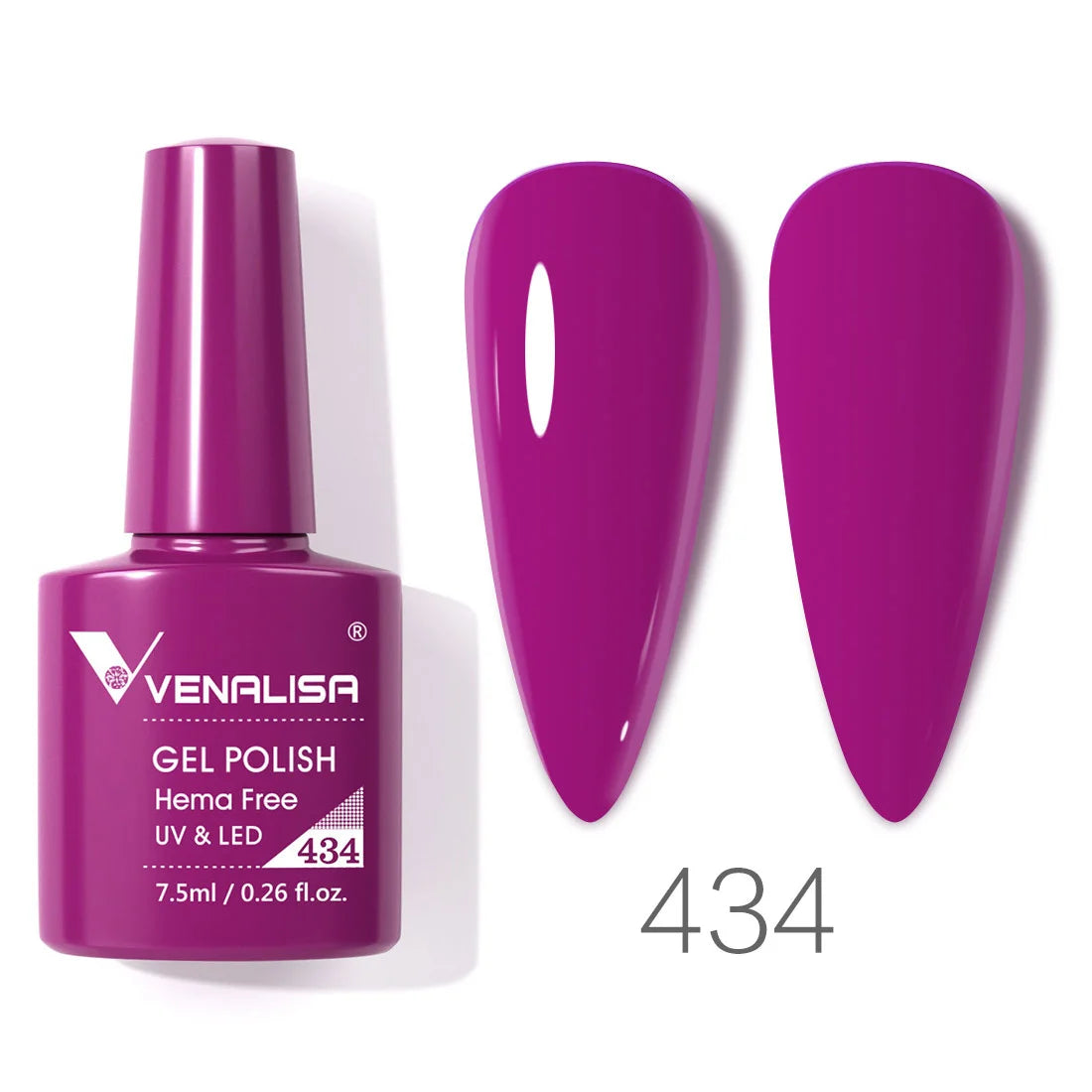 Esmalte de uñas en gel VENALISA VIP4 (7,5 ml): fórmula sin HEMA, acabado semipermanente, textura superior y larga duración; incluye capa superior (top coat) templada.