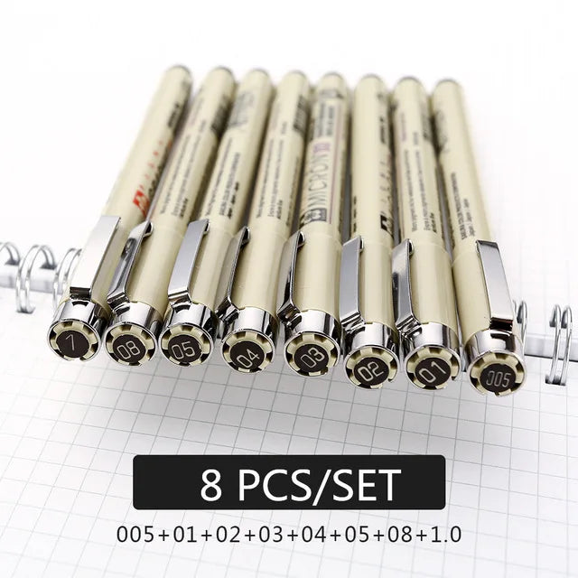 Juego de rotuladores Sakura Micron de punta fina con tinta pigmentada para dibujo, bocetos y arte (grosores 005, 01, 02, 03, 04, 05, 08, 1.0 y punta pincel)