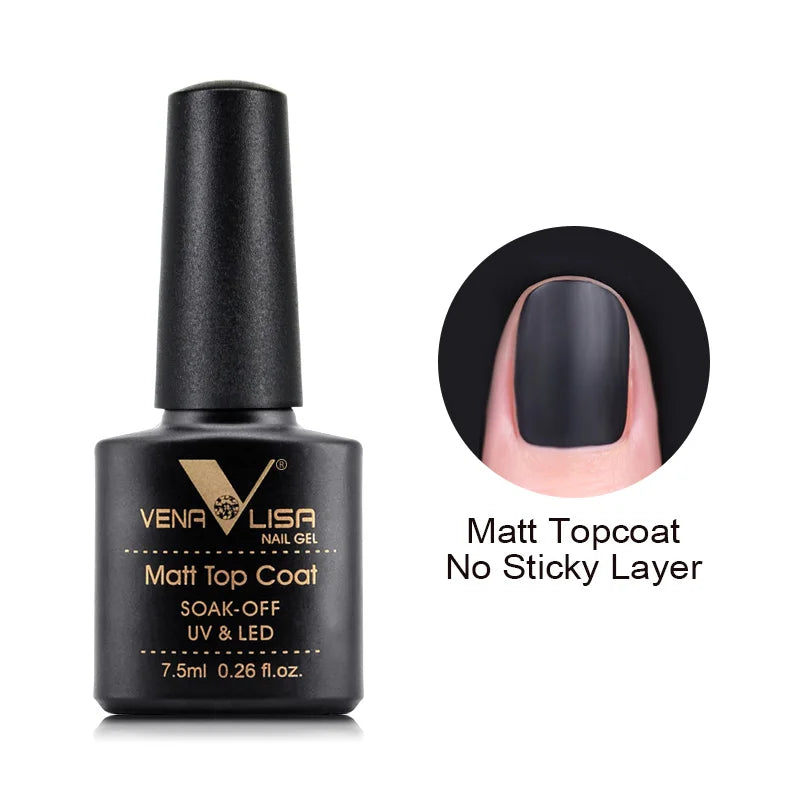 Esmalte de uñas en gel VENALISA VIP4 (7,5 ml): fórmula sin HEMA, acabado semipermanente, textura superior y larga duración; incluye capa superior (top coat) templada.