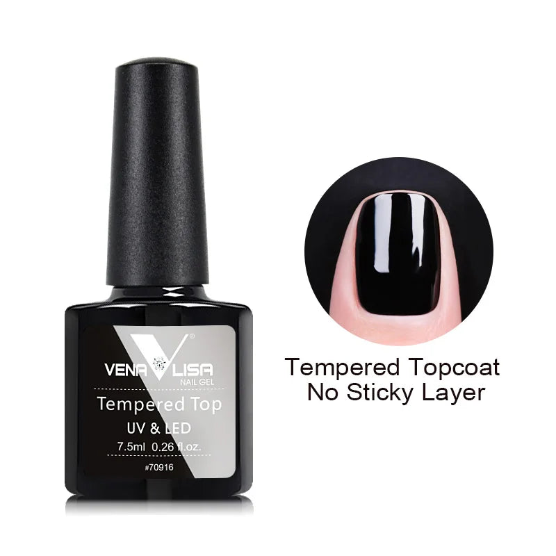 Esmalte de uñas en gel VENALISA VIP4 (7,5 ml): fórmula sin HEMA, acabado semipermanente, textura superior y larga duración; incluye capa superior (top coat) templada.