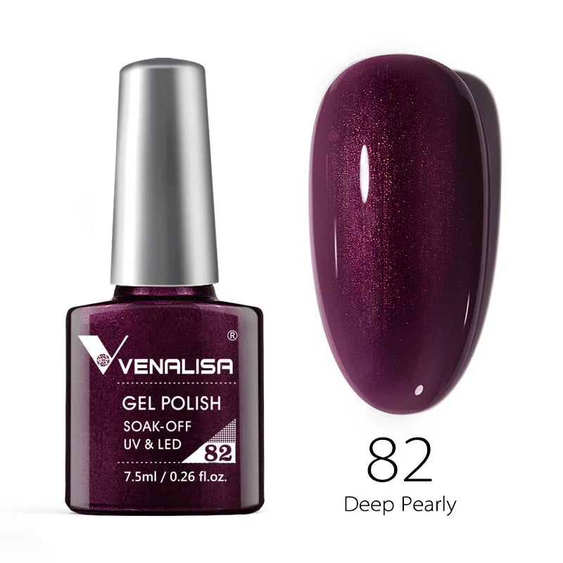Esmalte de uñas en gel VENALISA VIP4 (7,5 ml): fórmula sin HEMA, acabado semipermanente, textura superior y larga duración; incluye capa superior (top coat) templada.