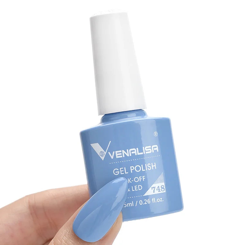 Esmalte de uñas en gel VENALISA VIP4 (7,5 ml): fórmula sin HEMA, acabado semipermanente, textura superior y larga duración; incluye capa superior (top coat) templada.