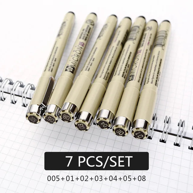 Juego de rotuladores Sakura Micron de punta fina con tinta pigmentada para dibujo, bocetos y arte (grosores 005, 01, 02, 03, 04, 05, 08, 1.0 y punta pincel)