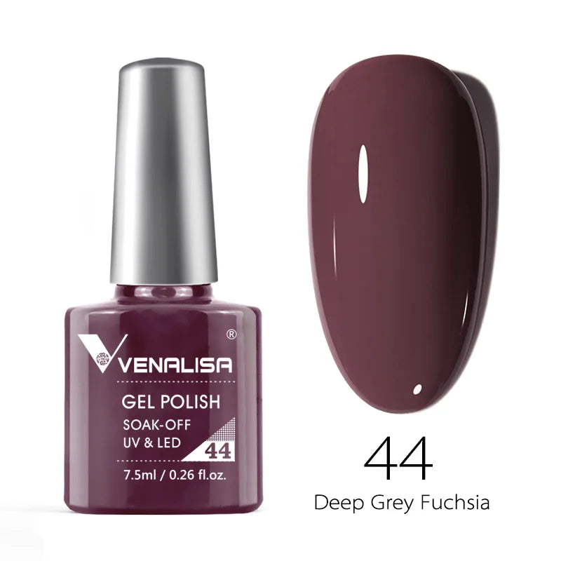 Esmalte de uñas en gel VENALISA VIP4 (7,5 ml): fórmula sin HEMA, acabado semipermanente, textura superior y larga duración; incluye capa superior (top coat) templada.