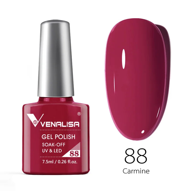 Esmalte de uñas en gel VENALISA VIP4 (7,5 ml): fórmula sin HEMA, acabado semipermanente, textura superior y larga duración; incluye capa superior (top coat) templada.