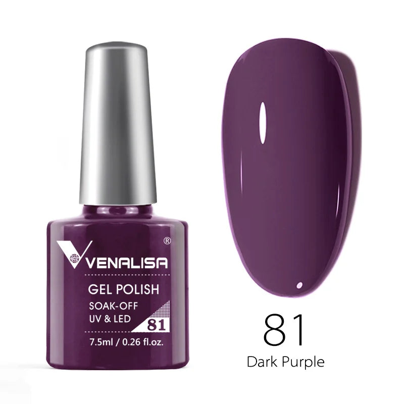 Esmalte de uñas en gel VENALISA VIP4 (7,5 ml): fórmula sin HEMA, acabado semipermanente, textura superior y larga duración; incluye capa superior (top coat) templada.