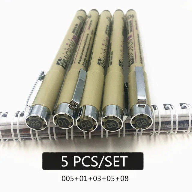 Juego de rotuladores Sakura Micron de punta fina con tinta pigmentada para dibujo, bocetos y arte (grosores 005, 01, 02, 03, 04, 05, 08, 1.0 y punta pincel)