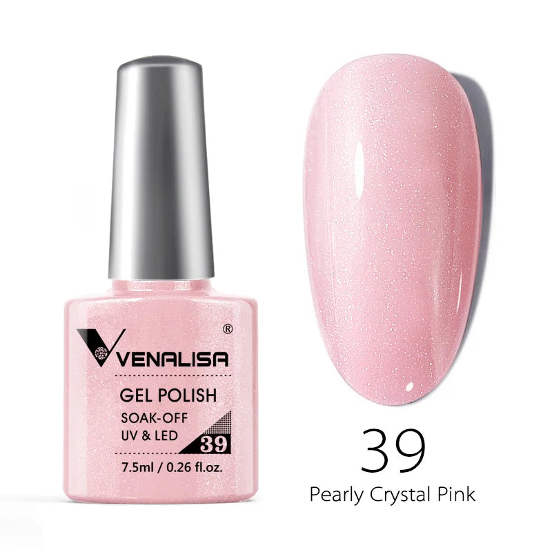 Esmalte de uñas en gel VENALISA VIP4 (7,5 ml): fórmula sin HEMA, acabado semipermanente, textura superior y larga duración; incluye capa superior (top coat) templada.
