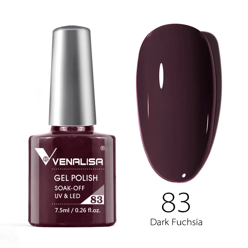 Esmalte de uñas en gel VENALISA VIP4 (7,5 ml): fórmula sin HEMA, acabado semipermanente, textura superior y larga duración; incluye capa superior (top coat) templada.