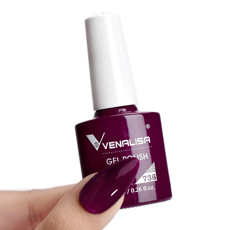 Esmalte de uñas en gel VENALISA VIP4 (7,5 ml): fórmula sin HEMA, acabado semipermanente, textura superior y larga duración; incluye capa superior (top coat) templada.