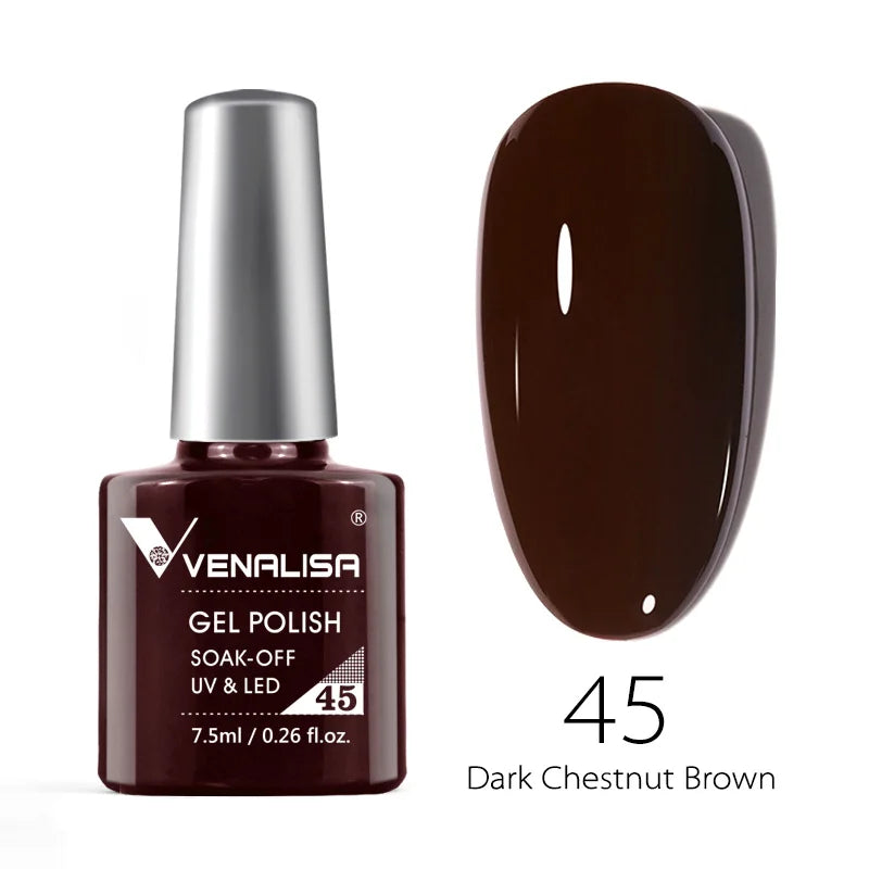Esmalte de uñas en gel VENALISA VIP4 (7,5 ml): fórmula sin HEMA, acabado semipermanente, textura superior y larga duración; incluye capa superior (top coat) templada.