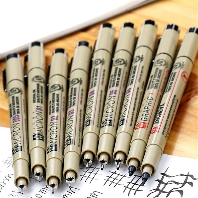 Juego de rotuladores Sakura Micron de punta fina con tinta pigmentada para dibujo, bocetos y arte (grosores 005, 01, 02, 03, 04, 05, 08, 1.0 y punta pincel)