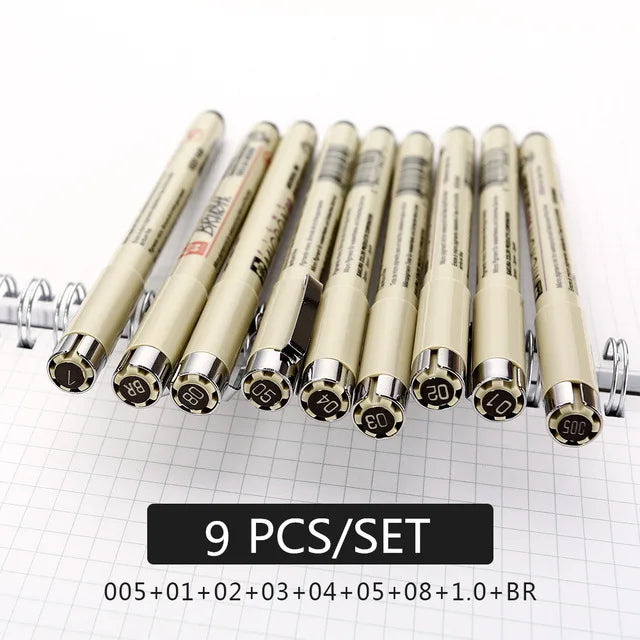 Juego de rotuladores Sakura Micron de punta fina con tinta pigmentada para dibujo, bocetos y arte (grosores 005, 01, 02, 03, 04, 05, 08, 1.0 y punta pincel)