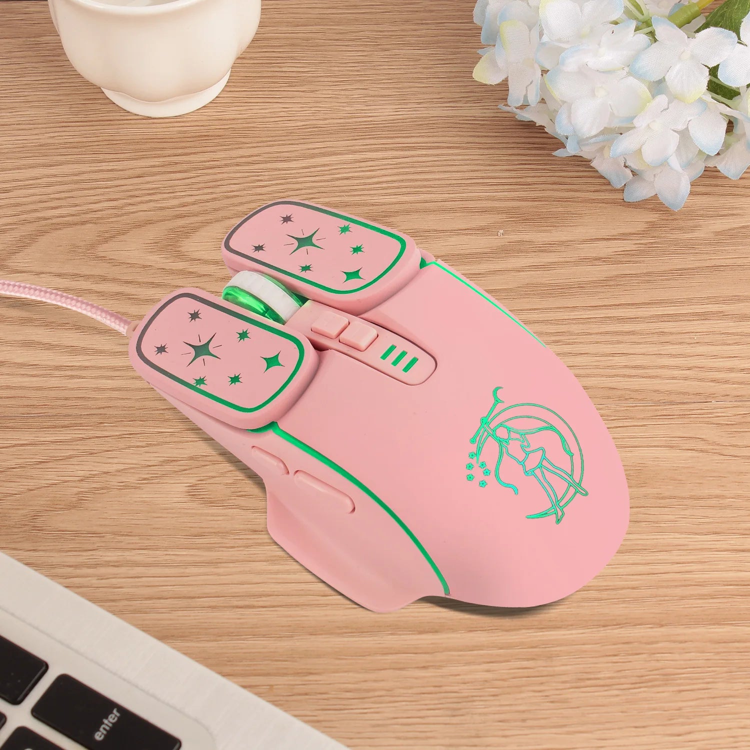 Ratón gaming USB con retroiluminación RGB y diseño ergonómico, ratón con cable 7D para eSports, compatible con portátiles y PC gaming.