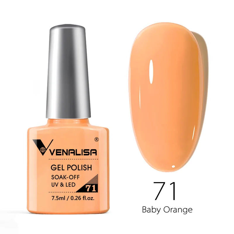 Esmalte de uñas en gel VENALISA VIP4 (7,5 ml): fórmula sin HEMA, acabado semipermanente, textura superior y larga duración; incluye capa superior (top coat) templada.