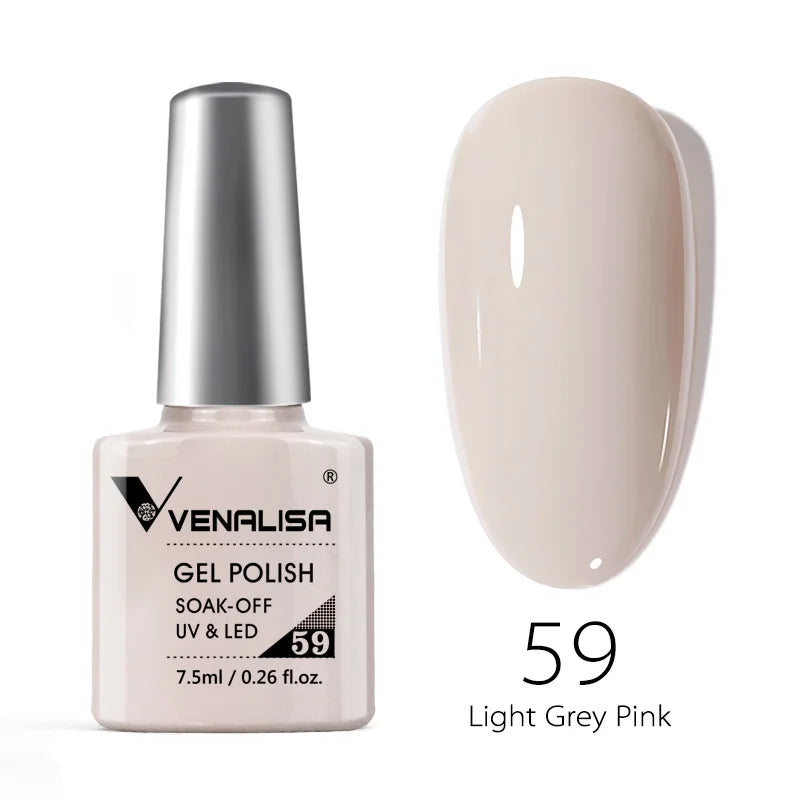 Esmalte de uñas en gel VENALISA VIP4 (7,5 ml): fórmula sin HEMA, acabado semipermanente, textura superior y larga duración; incluye capa superior (top coat) templada.