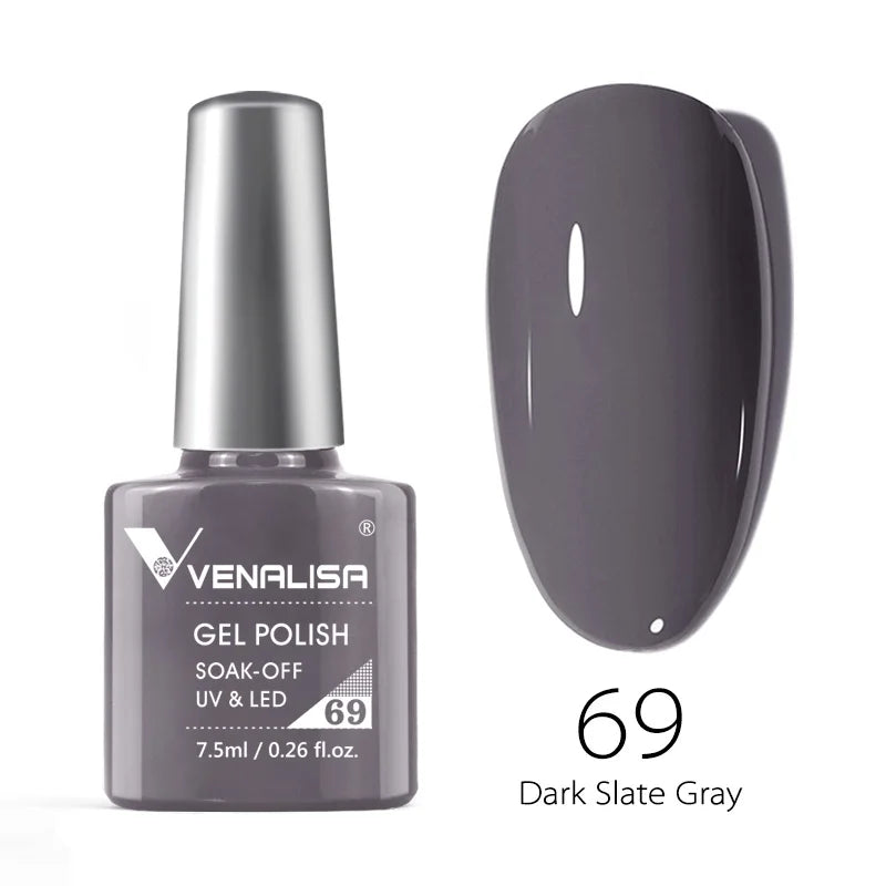Esmalte de uñas en gel VENALISA VIP4 (7,5 ml): fórmula sin HEMA, acabado semipermanente, textura superior y larga duración; incluye capa superior (top coat) templada.