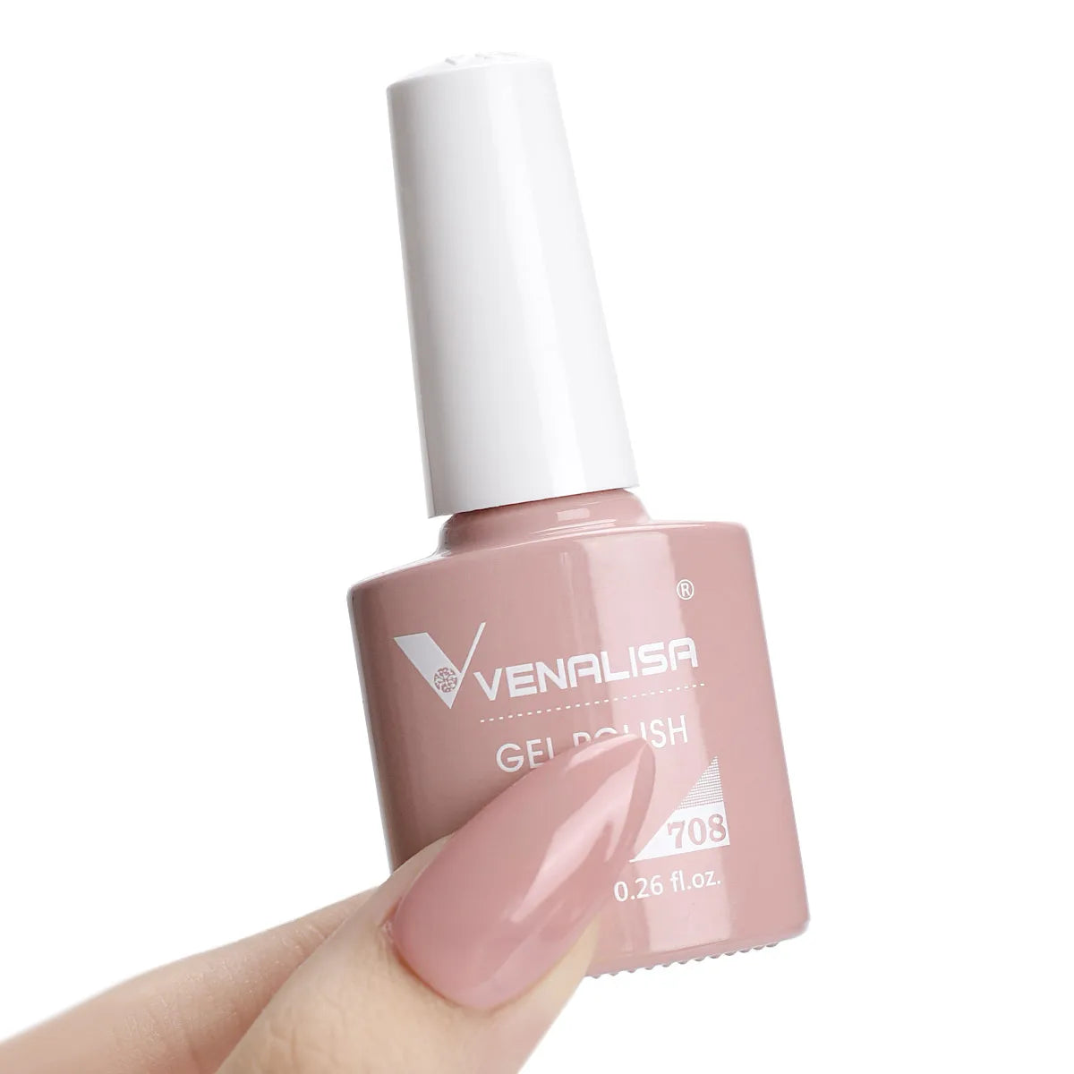 Esmalte de uñas en gel VENALISA VIP4 (7,5 ml): fórmula sin HEMA, acabado semipermanente, textura superior y larga duración; incluye capa superior (top coat) templada.