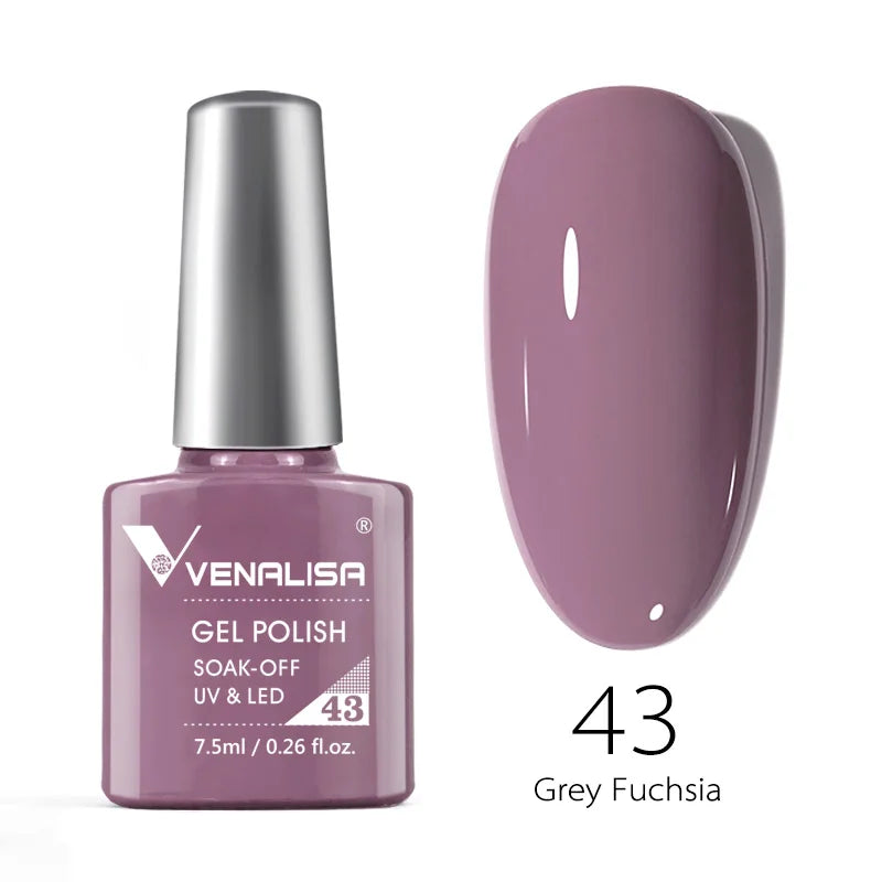 Esmalte de uñas en gel VENALISA VIP4 (7,5 ml): fórmula sin HEMA, acabado semipermanente, textura superior y larga duración; incluye capa superior (top coat) templada.