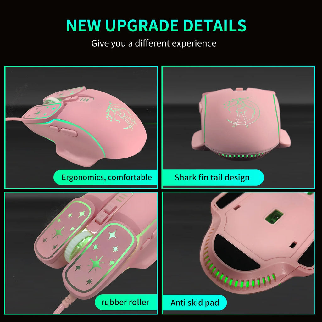 Ratón gaming USB con retroiluminación RGB y diseño ergonómico, ratón con cable 7D para eSports, compatible con portátiles y PC gaming.