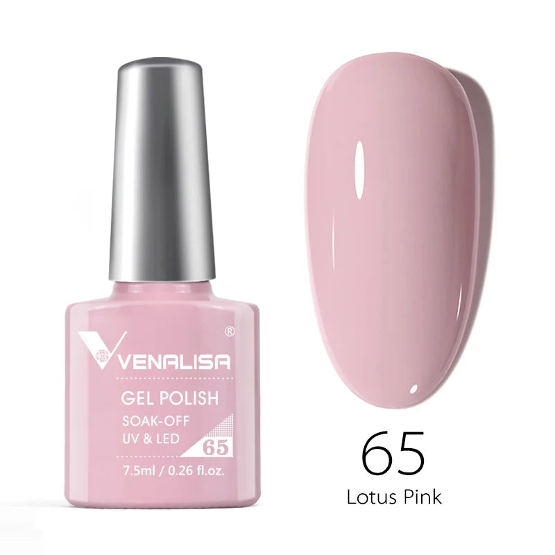 Esmalte de uñas en gel VENALISA VIP4 (7,5 ml): fórmula sin HEMA, acabado semipermanente, textura superior y larga duración; incluye capa superior (top coat) templada.