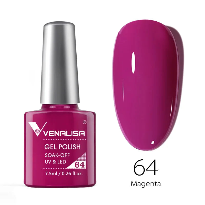 Esmalte de uñas en gel VENALISA VIP4 (7,5 ml): fórmula sin HEMA, acabado semipermanente, textura superior y larga duración; incluye capa superior (top coat) templada.