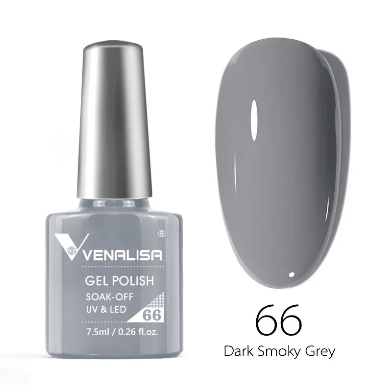 Esmalte de uñas en gel VENALISA VIP4 (7,5 ml): fórmula sin HEMA, acabado semipermanente, textura superior y larga duración; incluye capa superior (top coat) templada.