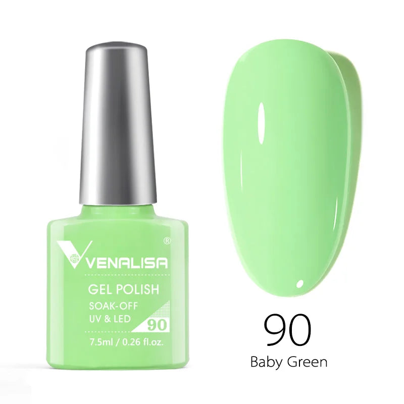 Esmalte de uñas en gel VENALISA VIP4 (7,5 ml): fórmula sin HEMA, acabado semipermanente, textura superior y larga duración; incluye capa superior (top coat) templada.