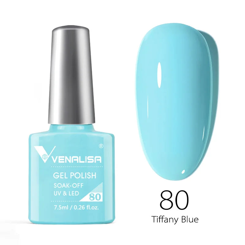 Esmalte de uñas en gel VENALISA VIP4 (7,5 ml): fórmula sin HEMA, acabado semipermanente, textura superior y larga duración; incluye capa superior (top coat) templada.