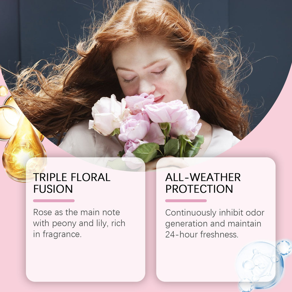 Crema corporal desodorante de rosas: elimina el olor, reduce la transpiración y neutraliza el mal olor de las axilas; ofrece un aroma duradero y una fragancia refrescante y encantadora.