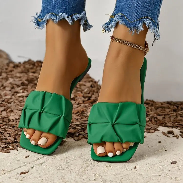 Sandalias planas de moda para mujer con punta cuadrada, estilo coreano, ideales para el verano.